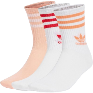 Mid-Cut Crew strømper, 3 par - White / Glow Pink / White - 43-45