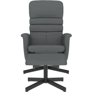 lænestol med fodskammel kunstlæder grå