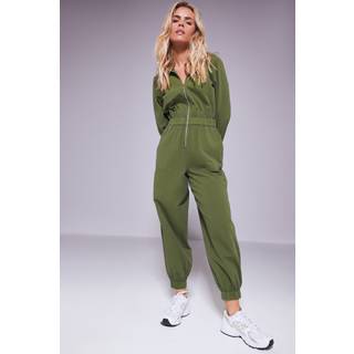 PixieGirl Petite PixieGirl Petite Green Long Sleeve Zip Thru Jumpsuit