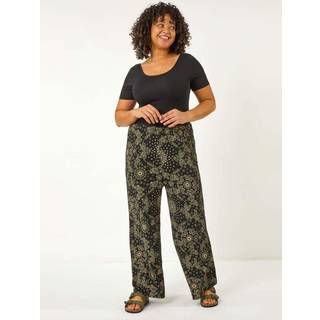 Roman Roman Green Curve Paisley Print Wide Leg Trousers