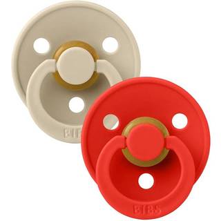 BIBS Rund Colour Sut - 2-Pak - Str. 1 - Naturgummi - Vanilla/Candy Apple