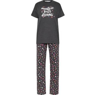 Lts Tall Grey 'Manifest Your Dreams' Star Slogan Pyjama Set 18-20 Lts | Tall Women's Pyjama Sets
