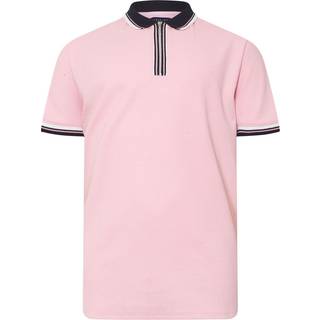 BadRhino Big & Tall BadRhino Big & Tall Pink Seersucker Zip Polo Shirt