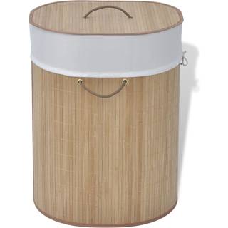 Vasketøjskurv Bambus Rund Naturfarvet - Lysebrun / 45 x 35 x 60 cm