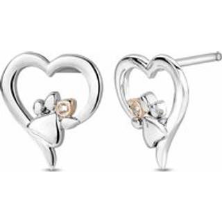Paw Prints Sterling Silver Heart Stud Earrings with Topaz