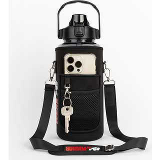 Water Bottle With Sleeve 2 L, black, Gorilla Wear
