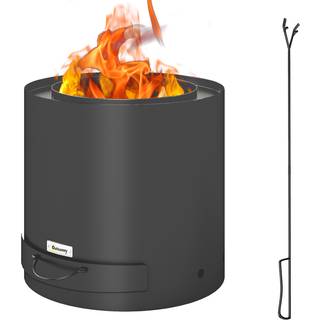 Outdoor Round Fire Pit with Ash Tray and Fire Poker