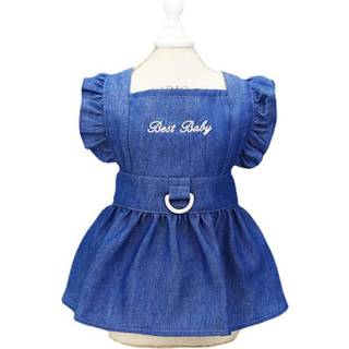 Aniac Dog Denim Kjoler med sød Bowknot Cat Princess Vest Nederdel med D-Ring Pet Spring Summer Clothes Puppy Walking Harness Outfits (X-Large SK-