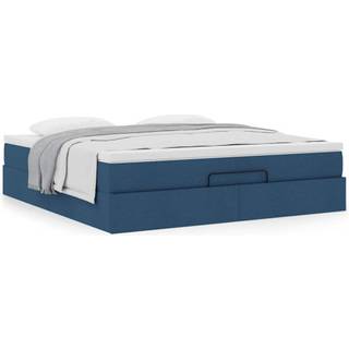 osmannisk sengeramme med madras 160x200 cm stof blå