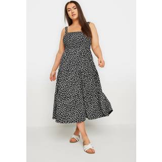 Yours Curve Yours Curve Black Floral Print Textured Midaxi Dress
