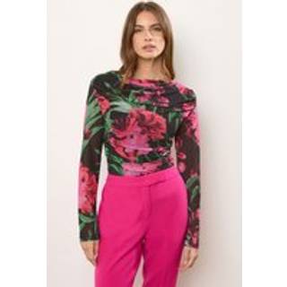 Star by Julien MacDonald Star by Julien MacDonald Black Cap Sleeve Printed Mesh Top