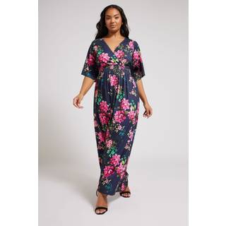 Yours Curve Yours Curve Blue London Floral Angel Sleeve Maxi Dress
