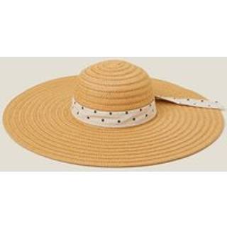 Accessorize Accessorize Natural Polka Dot Bow Floppy Straw Hat