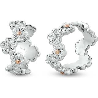 Nature's Wonder Sterling Silver Forget-Me-Not Huggie Hoop Earrings