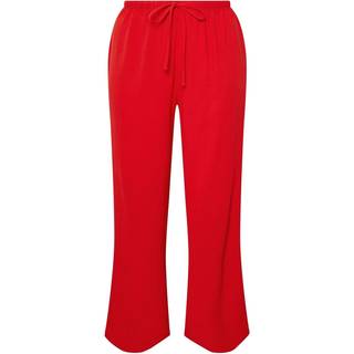 Yours Curve Yours Curve Red Washed Twill Wide Leg Trousers
