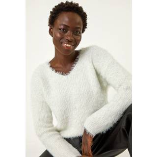 Roman V-hals Fluffy Knit TrøjeEn