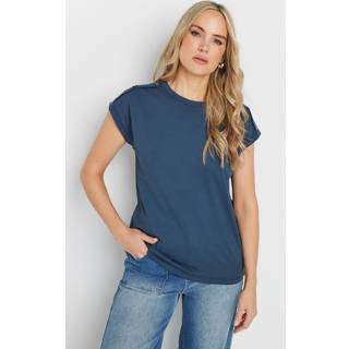 Lts Tall Navy Blue Shoulder Button Short Sleeve Tshirt 8 Lts | Tall Women's T-Shirts