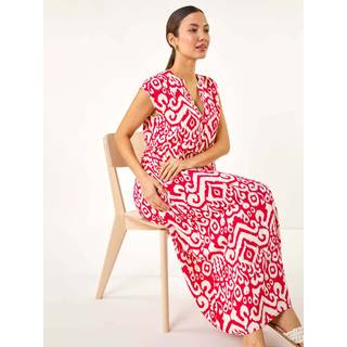 Roman Roman Pink Print Midi Smock Dress
