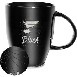 Rico Industries NHL Hockey St. Louis Blues Sunburst Black 18oz laser indgraveret keramisk glans krus