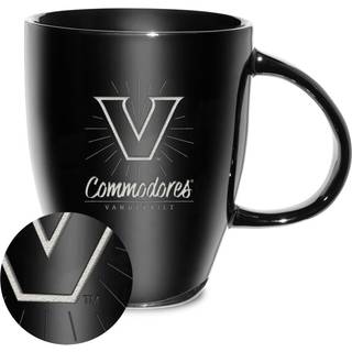 Rico Industries NCAA Vanderbilt Commodores Sunburst Black 18oz laser indgraveret keramisk glans krus