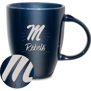 Rico Industries NCAA University of Mississippi - Ole Miss Sunburst Navy 18oz laser indgraveret keramisk glans krus