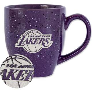 Rico Industries NBA Basketball Los Angeles Lakers Prim?r 16 oz Team Color Laser Graveret Speckled Keramisk kaffekrus