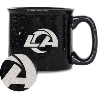 Rico Industries NFL Fodbold Los Angeles Rams Black Speckle 12oz Laser indgraveret lejrbål Krus