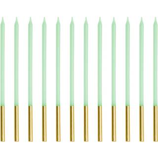 Lysegrønne lange kagelys, 12 stk
