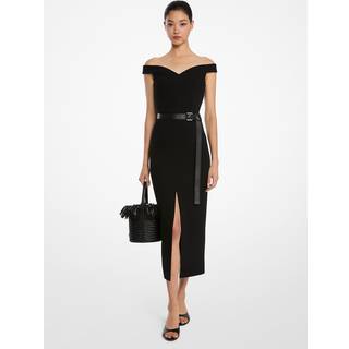 MK Stretch Bouclé Crepe Off-The-Shoulder Sheath Dress - Black - Michael Kors - EU 34