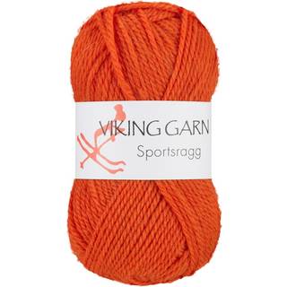 Viking Sportsragg 551 Orange Indhold: 60% Uld, 20% akryl, 20% nylon Vægt/længde: 50 gram = ca. 100 meter Anbefalede pinde: 3.50 mm Strikkefasthed: 10 cm = 23 m Vask: Uldvask / Max 30°C / Tørres fladt.