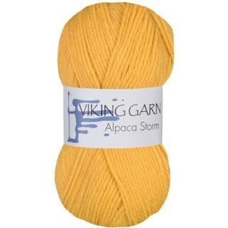 Viking Alpaca Storm 540 Solgul Indhold: 40% Superfin alpaca, 40% Merino uld, 20% Nylon Vægt/længde: 50 g = ca. 133 meter Anbefalede pinde: 4.00 mm Strikkefasthed: 10 x 10 cm = 22 m Vask: Ekstra skånsom maskinvak, max 30°C / Tørres fladt.