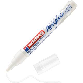 edding 5100 akryl tusch medium - hvid - 1 vandfast akryl maling tusch - rund spids 2-3 mm - akryl maling pen til tegning p? l?rred kunst papir og