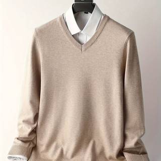 TEMU Men's Casual V-neck Knit Sweater - Solid Color Black, Mid-stretch Fabric, , Regular Fit Long Sleeve Pullover, Hand Washable, Knit Sweater, Medium Elasticity