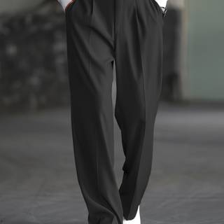 TEMU Men's Loose Fit Wide Leg Pants - Beige, Non-stretch Fabric, Button Detail, Casual & Stylish, Wear, Casual Attire|wide Leg Pants|stylish Wide Legs, Fashionable Wide Legs