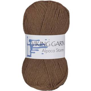 Viking Alpaca Storm 509 Lys brun Indhold: 40% Superfin alpaca, 40% Merino uld, 20% Nylon Vægt/længde: 50 g = ca. 133 meter Anbefalede pinde: 4.00 mm Strikkefasthed: 10 x 10 cm = 22 m Vask: Ekstra skånsom maskinvak, max 30°C / Tørres fladt.