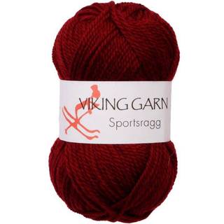Viking Sportsragg 555 Mørk Burgunder Indhold: 60% Uld, 20% akryl, 20% nylon Vægt/længde: 50 gram = ca. 100 meter Anbefalede pinde: 3.50 mm Strikkefasthed: 10 cm = 23 m Vask: Uldvask / Max 30°C / Tørres fladt.