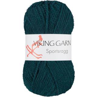Viking Sportsragg 534 Mørk petrol Indhold: 60% Uld, 20% akryl, 20% nylon Vægt/længde: 50 gram = ca. 100 meter Anbefalede pinde: 3.50 mm Strikkefasthed: 10 cm = 23 m Vask: Uldvask / Max 30°C / Tørres fladt.