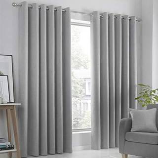 Fusion Fusion Silver Strata Room Darkening Woven Pair of Eyelet Curtains