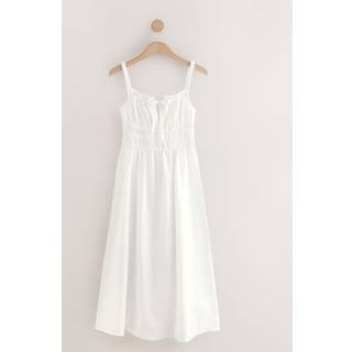 Next White 100% Linen Midi Dress