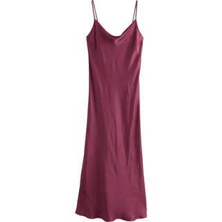 Next Burgundy Red Satin Cowl Neck Strappy Tie Back Midi Slip Dress