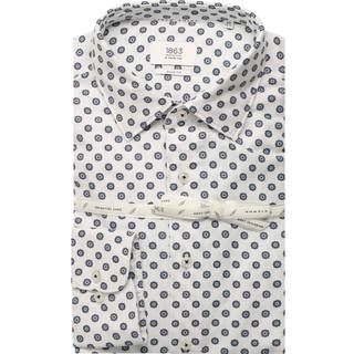 MODERN FIT Linen Shirt in blue printed