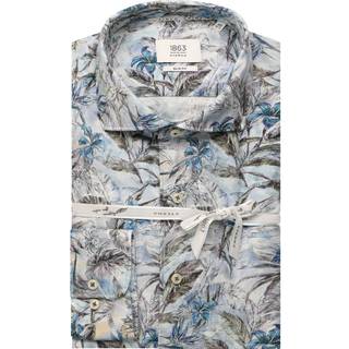 SLIM FIT Linen Shirt in blue printed