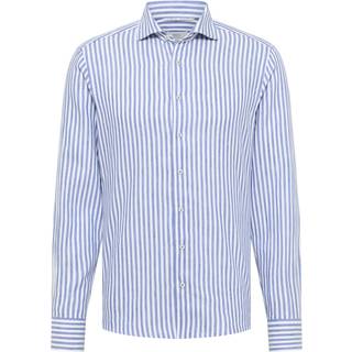 SLIM FIT Linen Shirt in dark blue striped