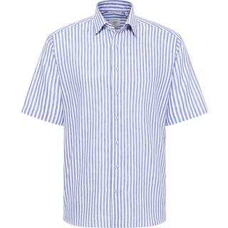 MODERN FIT Linen Shirt in dark blue striped