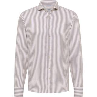 SLIM FIT Linen Shirt in taupe striped