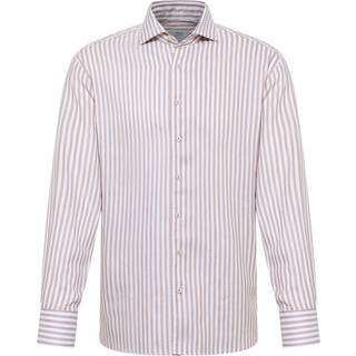 MODERN FIT Linen Shirt in taupe striped
