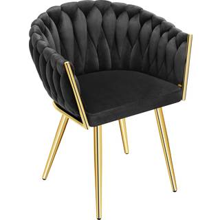 Spisebordsstole Astano velour - sort/guld,Sæt med 6 stk.
