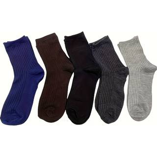 TEMU Pack Of 5 Pairs Men' Color Mid-calf Socks - Breathable And Sweat Absorbent, Suitable For All , For Business And Sports Wear