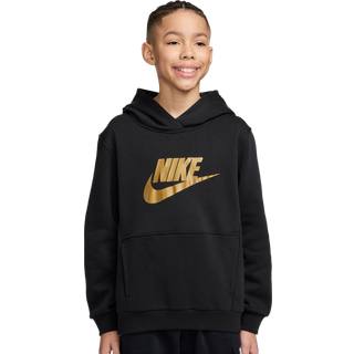 Nike Club Fleece-hættetrøje til større børn - sort - L