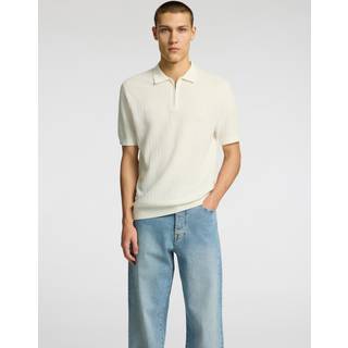 Selected Cran SS Structure Half Zip Knit Polo Egret